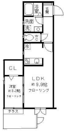 シャンブル三田103の間取り