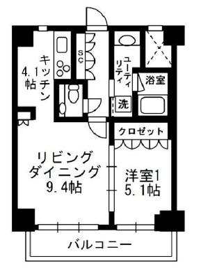 レジディア代官山猿楽町/代官山パークサイドビレッジ404の間取り