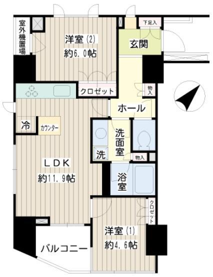 サンウッド中目黒1201の間取り