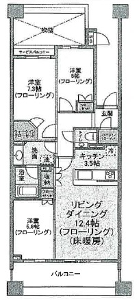 グレンパーク駒場W棟W-408の間取り