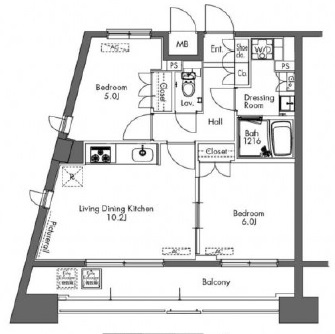 プラウドフラット三軒茶屋1403の間取り