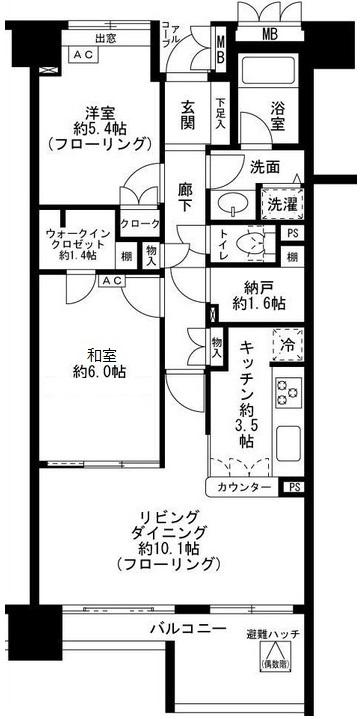 三軒茶屋パーク・ホームズ7F部分の間取り