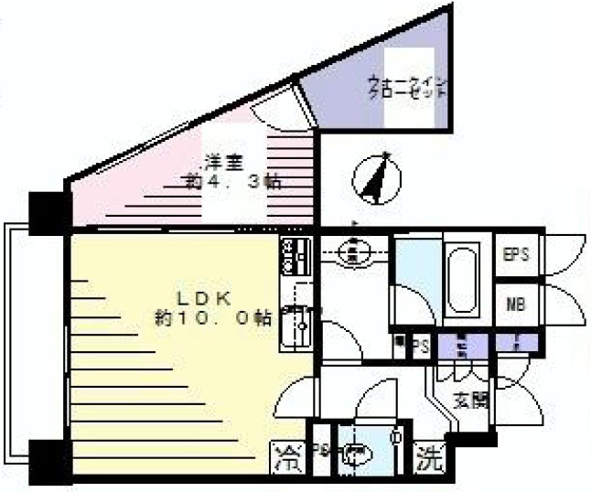 白金台グリーンリーブス4階号室の間取り