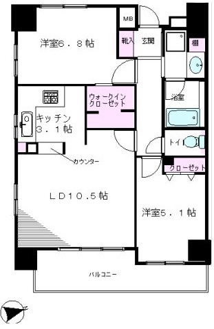 朝日シティパリオ高輪台A館10031003の間取り