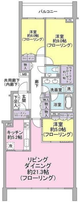 グランドヒルズ三軒茶屋ヒルトップガーデンAA1102の間取り