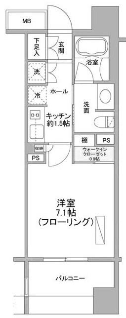 クオリアY'z恵比寿　　クオリアワイズ恵比寿206の間取り