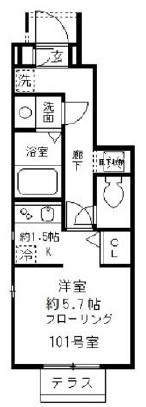 TAYアパートメント(TAY Apartment)101の間取り