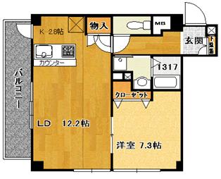 サンスカイハウス堀江2-Bの間取り