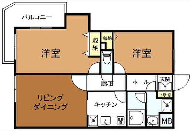 コスモスパジオ上馬203の間取り