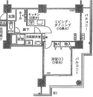 恵比寿ビュータワー1906の間取り