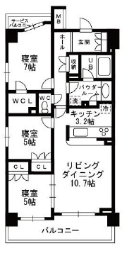 シャンピアグランデ深沢405の間取り