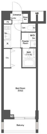 ディームス目黒行人坂308の間取り