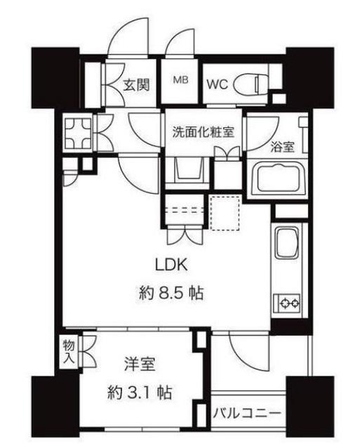 プレミスト渋谷宮益坂1304の間取り