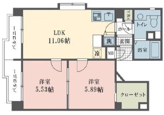 ウィンベルデュエット恵比寿408の間取り