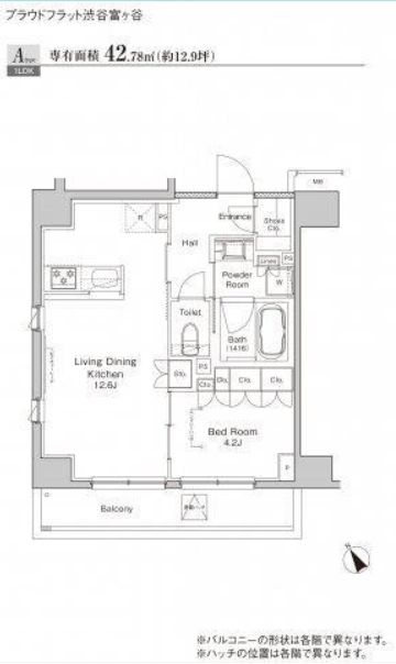プラウドフラット渋谷富ヶ谷514の間取り