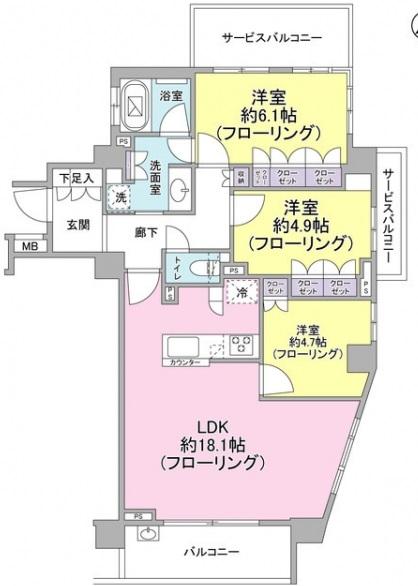 サンウッド学芸大学テラス403の間取り