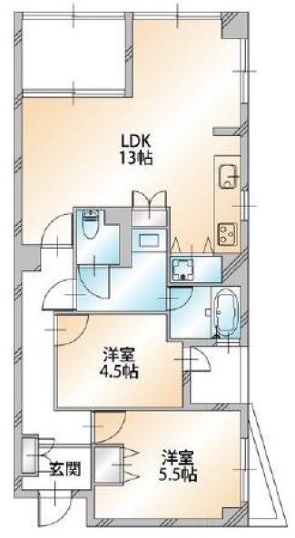 フラッツ下馬A棟302の間取り