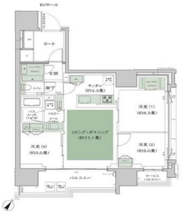 シティタワー駒沢大学ステーションコート1505の間取り