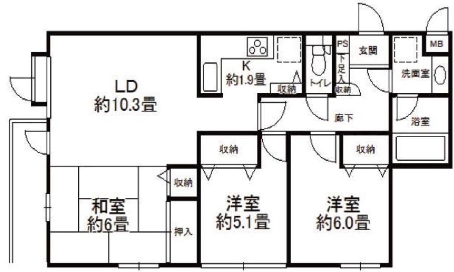 グランシャトレ三軒茶屋302の間取り