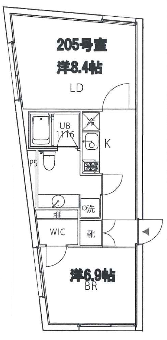 クーカイテラス祐天寺205の間取り