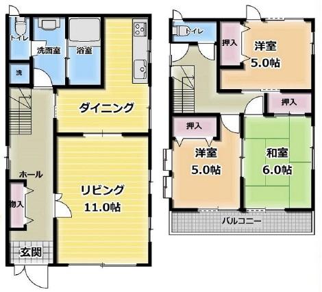 五本木貸家戸建の間取り