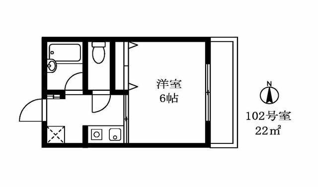 ハウスミタＢ棟102の間取り