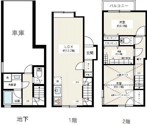 目黒区目黒三丁目戸建の間取り