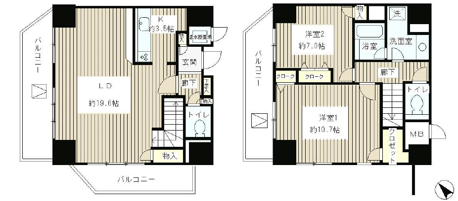 トレステージ目黒1703の間取り