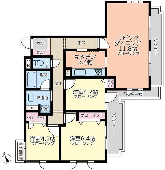 朝日エンブレム白金南３階の間取り