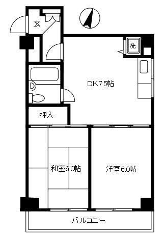 日興パレス用賀５階の間取り