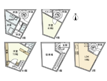 五本木戸建の間取り