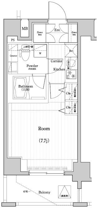 プレミアムキューブG駒沢大学1403の間取り