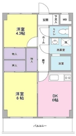 パストラル野沢壱番館206の間取り