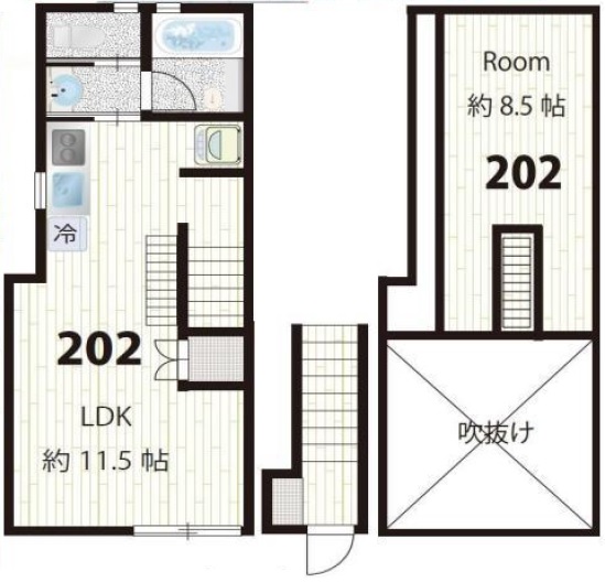 HUS(ヒュース)駒沢大学202の間取り