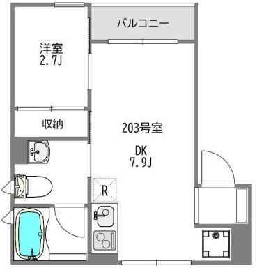 コートアイリス203号室の間取り
