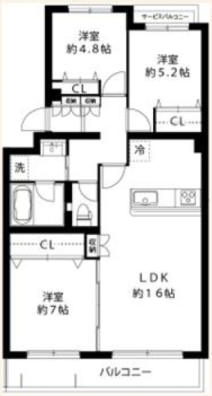 アソシエール世田谷弦巻203の間取り