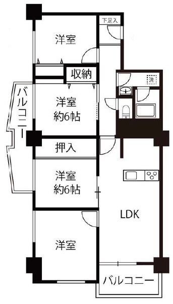 中目黒ハイツ601の間取り