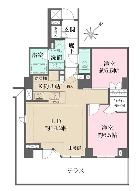 パークハウス学芸大学 EASTSIDE RESIDENCE(イーストサイドレジデンス)102の間取り