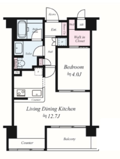 トゥールロワイヤルエルモア目黒204の間取り