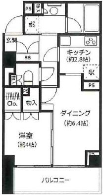 パルテール恵比寿411の間取り