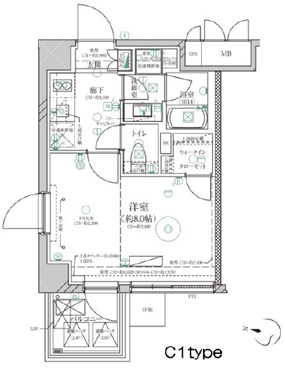 ディアレイシャス三軒茶屋409の間取り