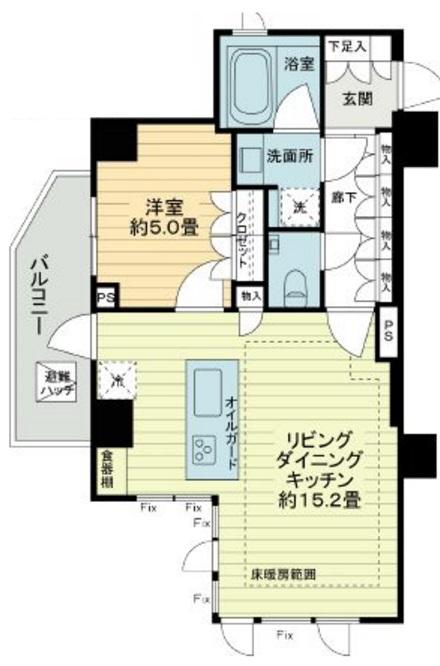 オープンレジデンシア恵比寿ザ・ハウス5Fの間取り