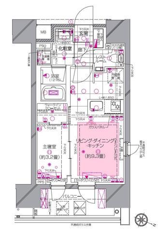 ピアース渋谷WEST303の間取り