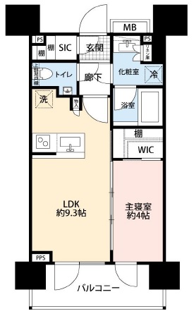 ピアース渋谷WEST706の間取り