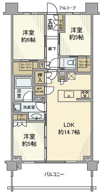 シティハウス目黒学芸大学308の間取り