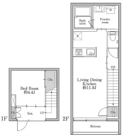 ユニテラス三軒茶屋B号室の間取り