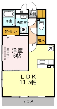 D-room上馬（ディールーム上馬）101の間取り