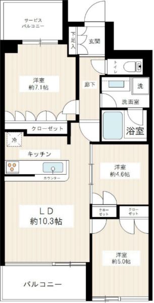 カスタリア八雲302の間取り