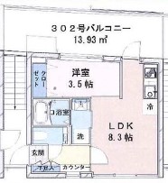 Dorf上目黒（ドーフ上目黒）302の間取り