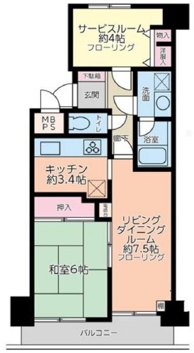 朝日広尾マンション6Fの間取り